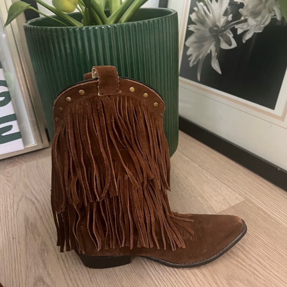 Brown Fringe Cowboy Boots